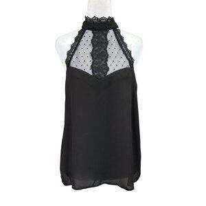 Contempo Casuals Lace Sweetheart Halter Top Y2K Dark Romantic Size L Black